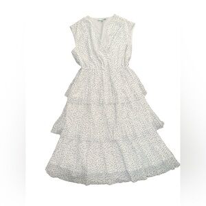 WD - NY White Tiered Dress with Black Polka Dots
